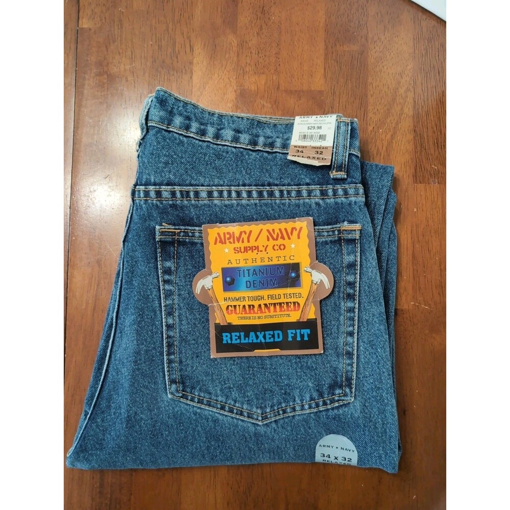 VINTAGE! ARMY/NAVY AUTHENTIC Denim Blue Jeans MENS 34X32 RELAXED FIT Medium Wash